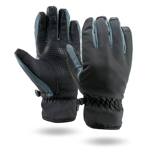 Touchscreen Hi-Tech winter gloves, resists water & wind, black with gray... from ASI 62192 Illinois Glove Co / Honest Abe®