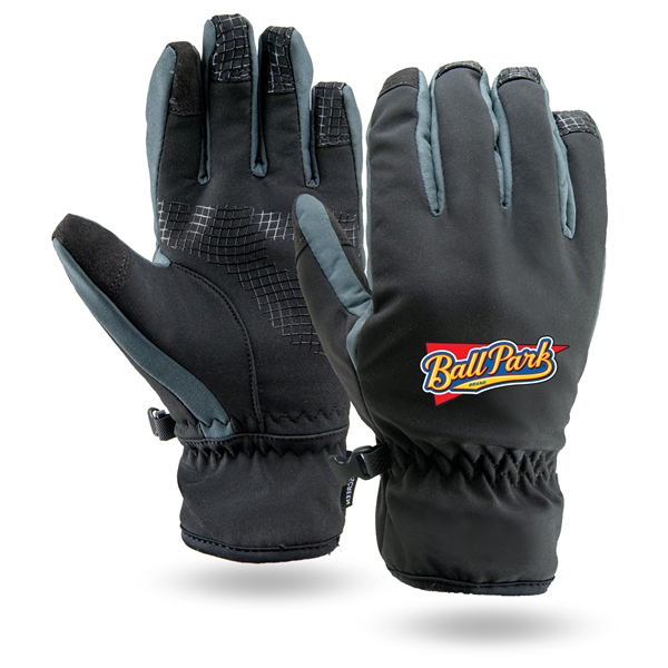 Touchscreen Hi-Tech winter gloves, resists water & wind, black with gray... from ASI 62192 Illinois Glove Co / Honest Abe®