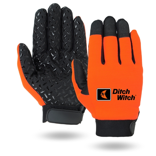 Super Grip mechanics gloves, black synthetic suede palm with silicone grip,... from ASI 62192 Illinois Glove Co / Honest Abe®