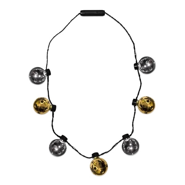 40" necklace with gold and silver LED lighted disco balls.... from ASI 42016 Brighter Promotions Inc