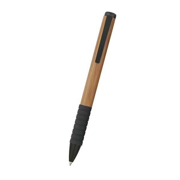 Bamboo design twist action pen with rubber grip for writing comfort... from ASI 61125 Hit Promotional Products / Hit®