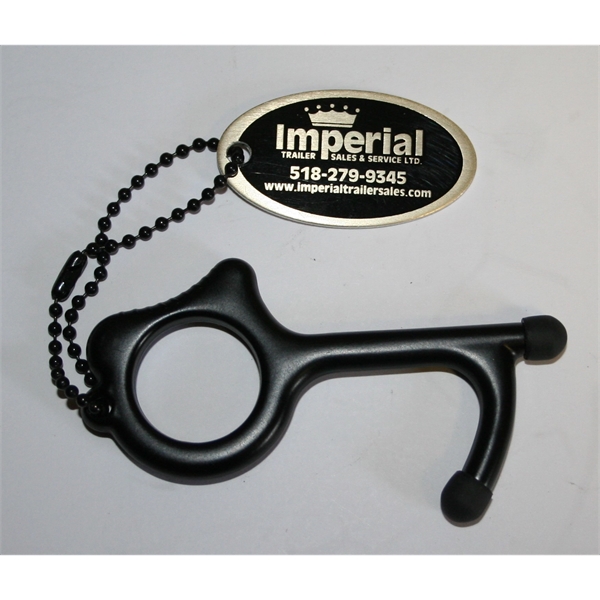 MySafeKey No Touch Door Opener keychain tool w/ personalized aluminum tag... from ASI 41080 Nelson Boone Co Inc / Alumaline® & Brass