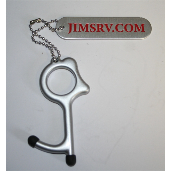 MySafeKey No Touch Door Opener keychain tool w/ personalized aluminum tag... from ASI 41080 Nelson Boone Co Inc / Alumaline® & Brass