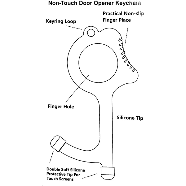 MySafeKey No Touch Door Opener keychain tool w/ personalized aluminum tag... from ASI 41080 Nelson Boone Co Inc / Alumaline® & Brass