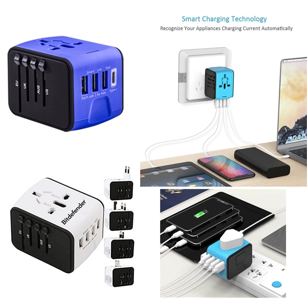 World Adapter with 3 USB Ports and 1 Type-C Port.... from ASI 79909 Promotek / Promotek™