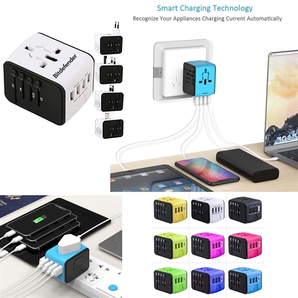 World Adapter with 3 USB Ports and 1 Type-C Port.... from ASI 79909 Promotek / Promotek™