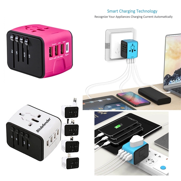 World Adapter with 3 USB Ports and 1 Type-C Port.... from ASI 79909 Promotek / Promotek™