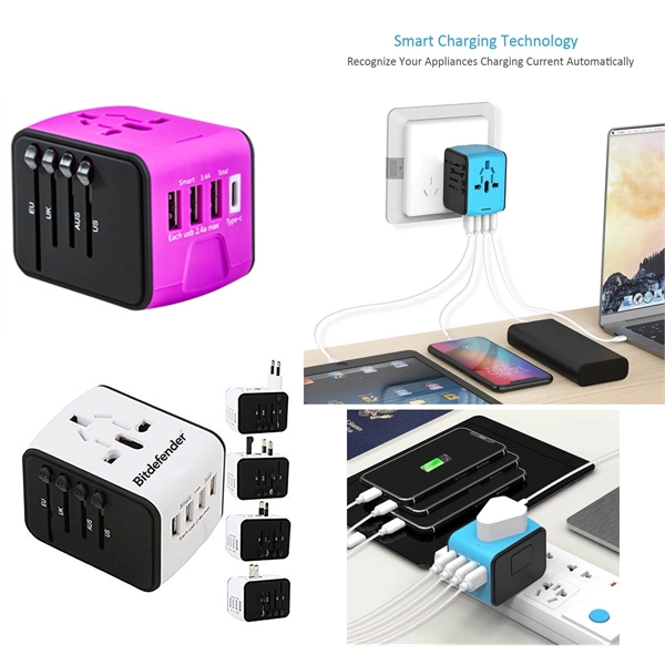 World Adapter with 3 USB Ports and 1 Type-C Port.... from ASI 79909 Promotek / Promotek™