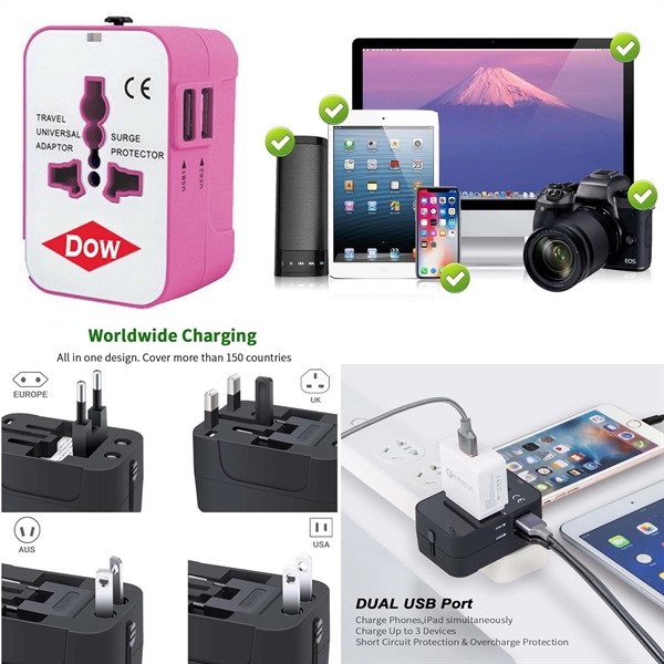 World Travel Adapter with 2 USB Ports.... from ASI 79909 Promotek / Promotek™