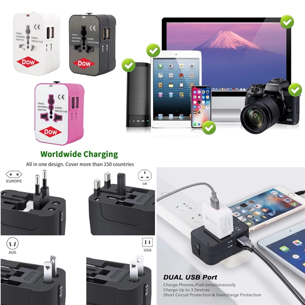 World Travel Adapter with 2 USB Ports.... from ASI 79909 Promotek / Promotek™