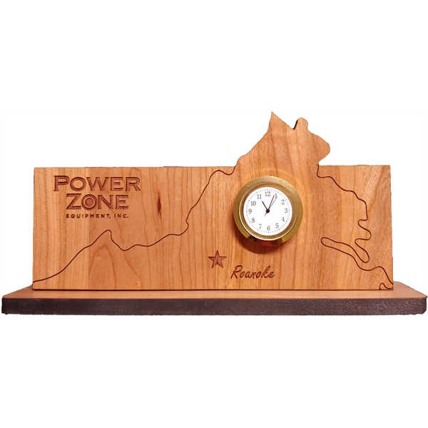 6" x 8" USA-made Virginia engraved hardwood desktop clocks.... from ASI 92531 Unique Custom Products / UCP