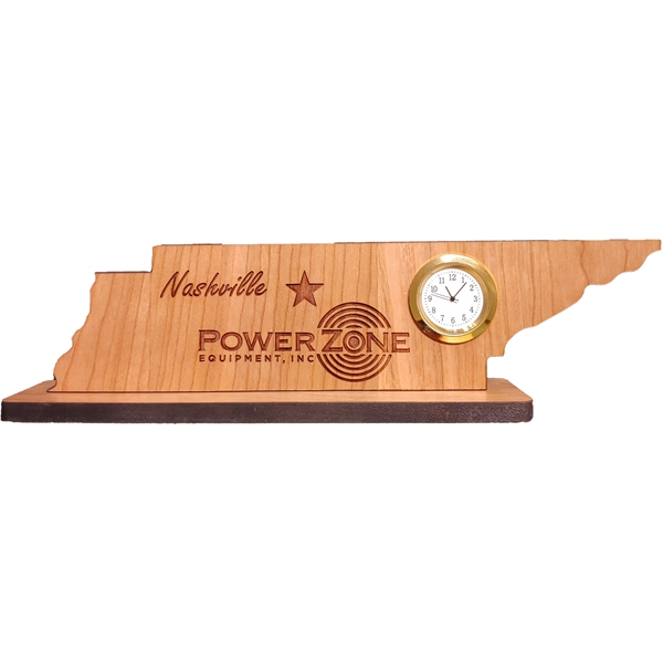 6" x 8" USA-made Tennessee engraved hardwood desktop clocks.... from ASI 92531 Unique Custom Products / UCP