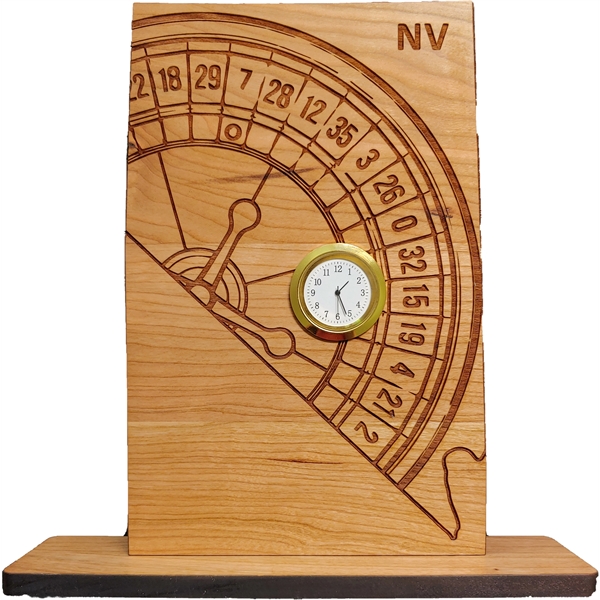 6" x 8" USA-made Nevada engraved hardwood desktop clocks.... from ASI 92531 Unique Custom Products / UCP