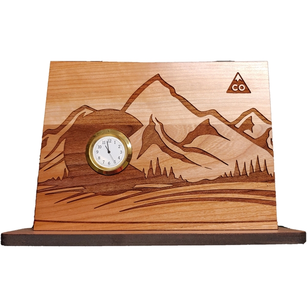 6" x 8" USA-made Colorado engraved hardwood desktop clocks.... from ASI 92531 Unique Custom Products / UCP