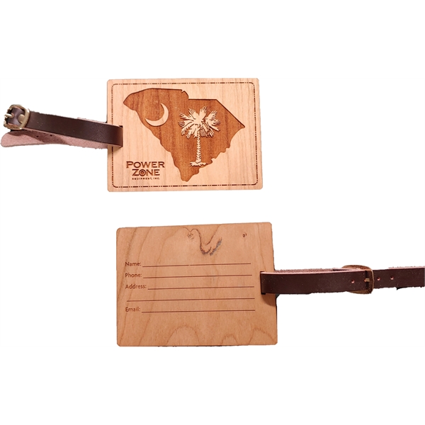 3" x 4" USA-made South Caroline engraved hardwood luggage tags.... from ASI 92531 Unique Custom Products / UCP