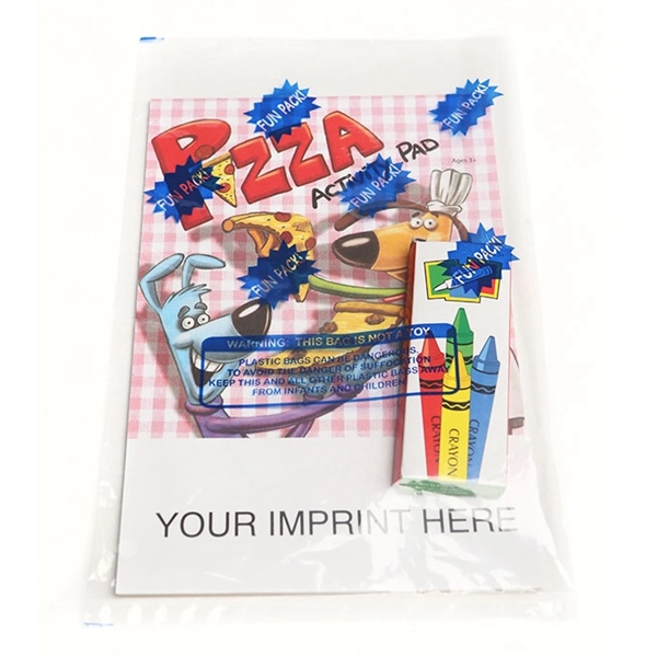 Pizza activity pad fun pack with a 4-pack of unimprinted crayons.... from ASI 45815 Coloring Book Solutions / Coloring Book Solutions™