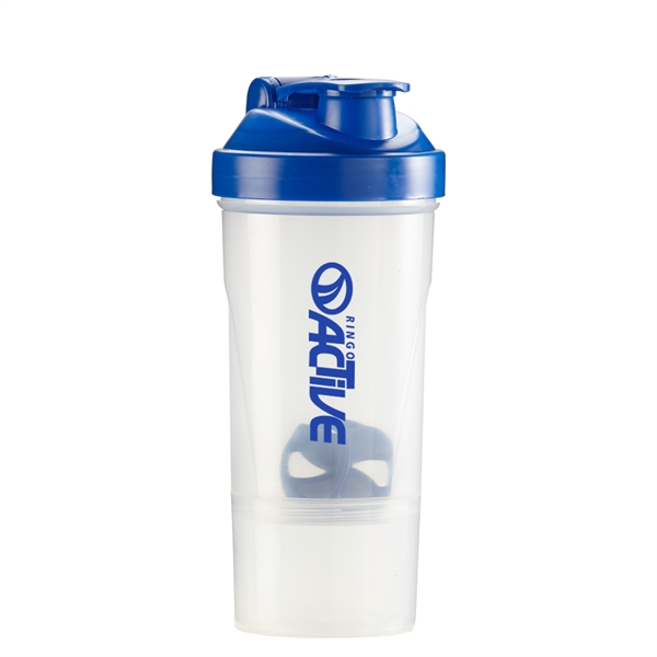Shaker Bottle with shaker ball and removable bottom compartment for mixing... from ASI 52840 Evans Manufacturing
