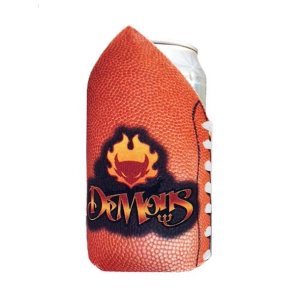 Collapsible foam football shaped can coolie that fits most 12oz cans... from ASI 63009 J I T Manufacturing Inc / Just in Time JIT Promo