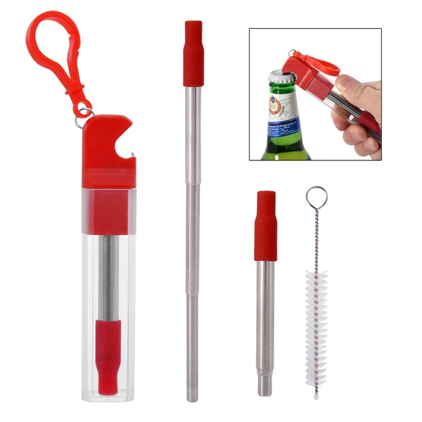Straw kit with bottle opener for easily opening drinks and taking... from ASI 61125 Hit Promotional Products / Hit®