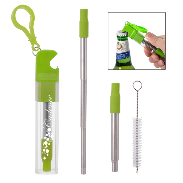 Straw kit with bottle opener for easily opening drinks and taking... from ASI 61125 Hit Promotional Products / Hit®