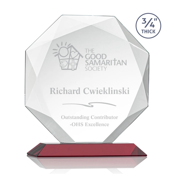 Starfire octagon shape award with faceted edges on a Red base.... from ASI 84592 St Regis Group / St Regis