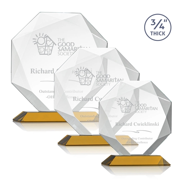 Starfire octagon shape award with faceted edges on an Amber base.... from ASI 84592 St Regis Group / St Regis