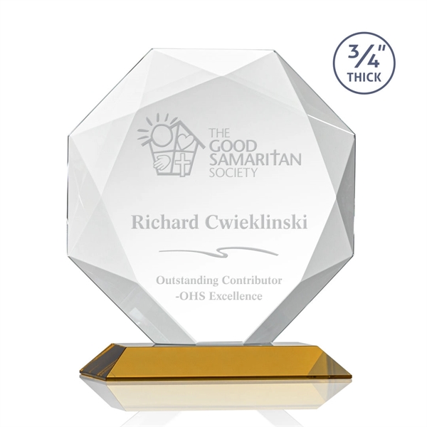 Starfire octagon shape award with faceted edges on an Amber base.... from ASI 84592 St Regis Group / St Regis