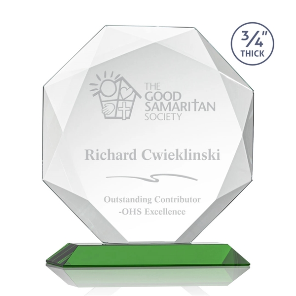 Starfire octagon shape award with faceted edges on a Green base.... from ASI 84592 St Regis Group / St Regis