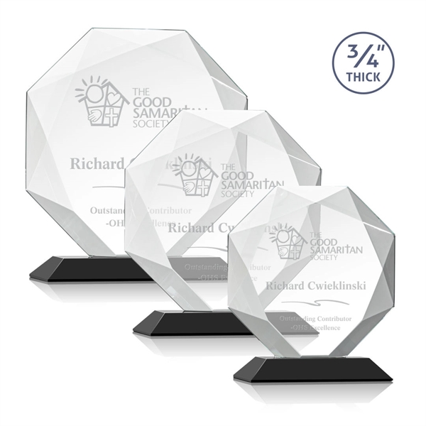 Starfire octagon shape award with faceted edges on a Black base.... from ASI 84592 St Regis Group / St Regis
