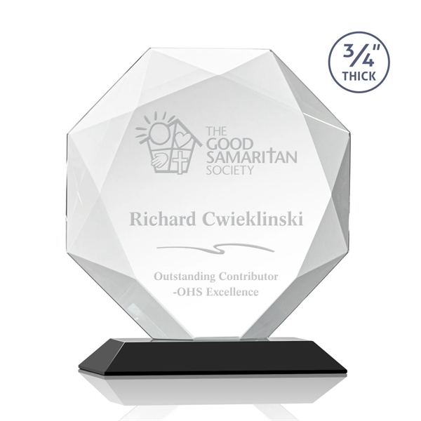 Starfire octagon shape award with faceted edges on a Black base.... from ASI 84592 St Regis Group / St Regis