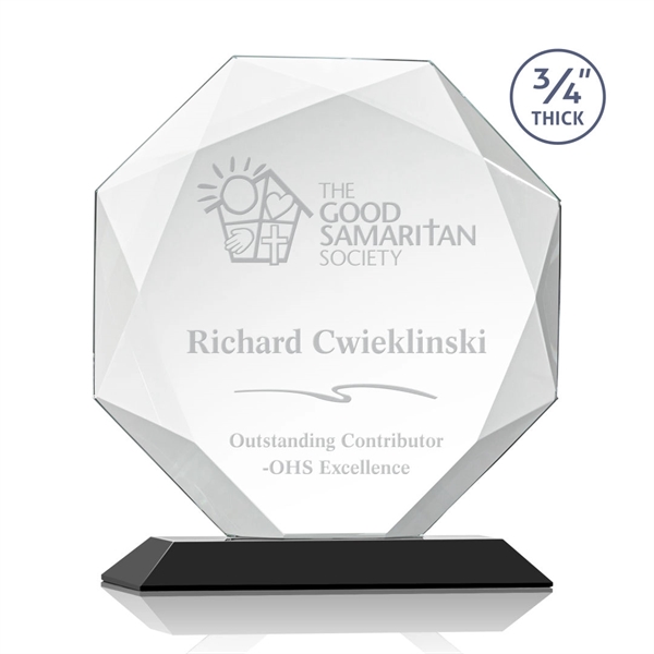 Starfire octagon shape award with faceted edges on a Black base.... from ASI 84592 St Regis Group / St Regis
