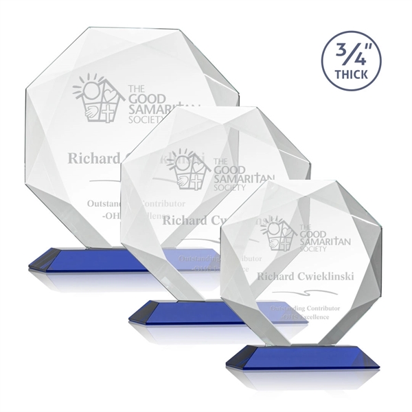 Starfire octagon shape award with faceted edges on a Blue base.... from ASI 84592 St Regis Group / St Regis