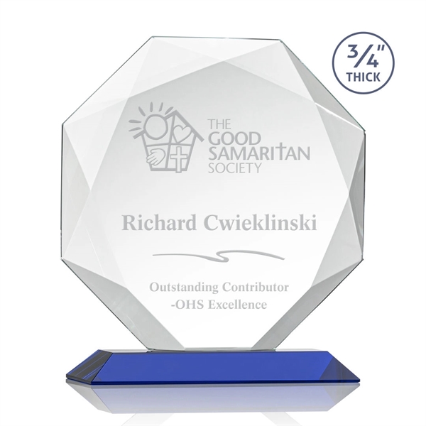 Starfire octagon shape award with faceted edges on a Blue base.... from ASI 84592 St Regis Group / St Regis