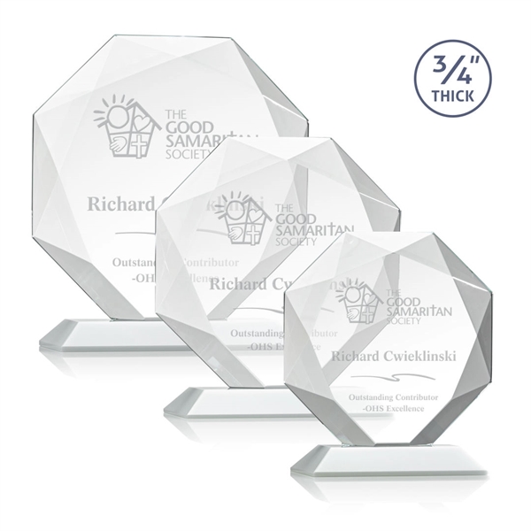 Starfire octagon shape award with faceted edges on a White base.... from ASI 84592 St Regis Group / St Regis
