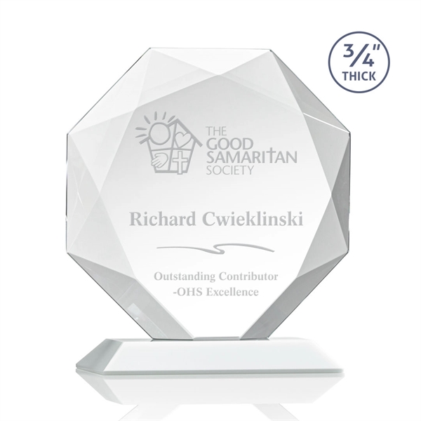 Starfire octagon shape award with faceted edges on a White base.... from ASI 84592 St Regis Group / St Regis