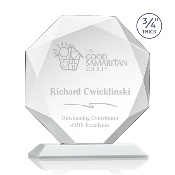 Starfire octagon shape award with faceted edges on a White base.... from ASI 84592 St Regis Group / St Regis