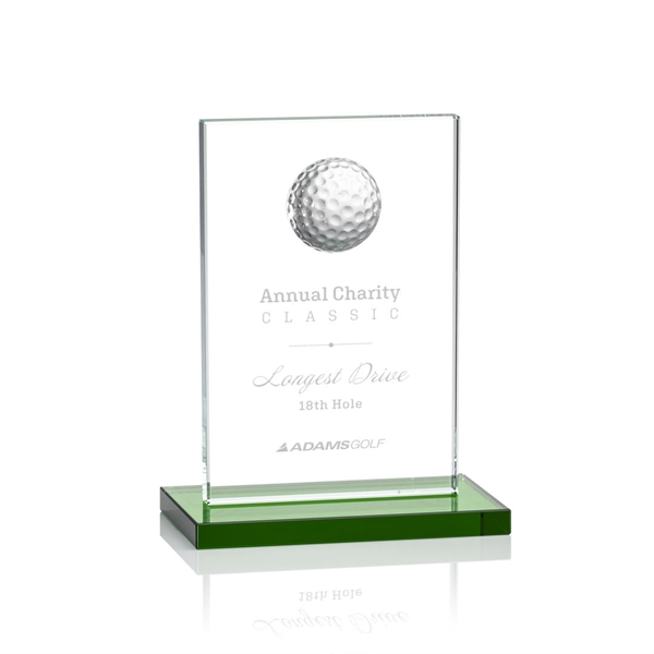 Rectangular golf award on a Green base with a 3D crystal... from ASI 84592 St Regis Group / St Regis