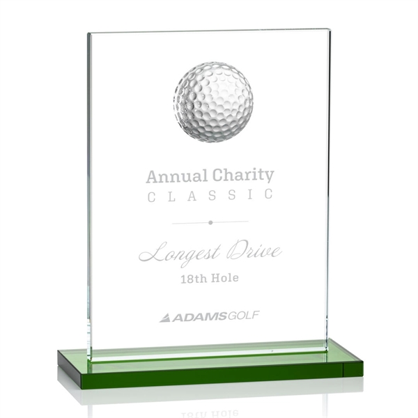Rectangular golf award on a Green base with a 3D crystal... from ASI 84592 St Regis Group / St Regis
