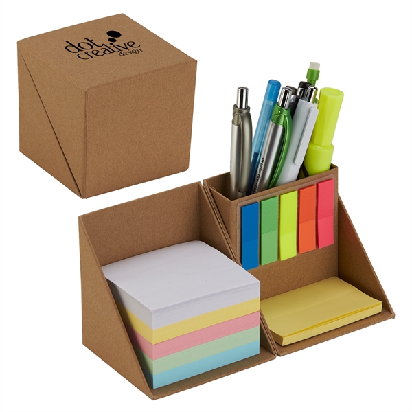 3.5" recycled cardboard Organize-It desk accessory with sticky memo pads.... from ASI 52840 Evans Manufacturing