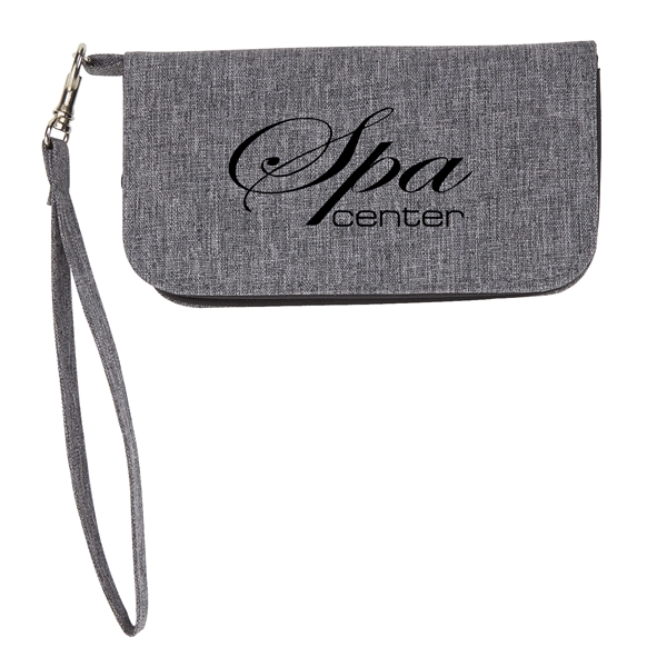 3 1/2" x 6" x 1" heathered polyester zippered wallet with... from ASI 52840 Evans Manufacturing