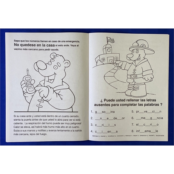 Practice Fire Safety Spanish coloring and activity book fun pack.... from ASI 45815 Coloring Book Solutions / Coloring Book Solutions™