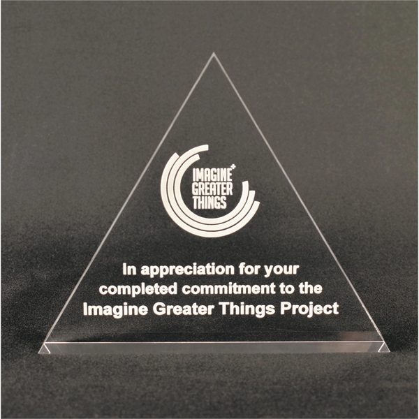 Triangle shaped acrylic award, available in three sizes.... from ASI 45430 Clear Image Inc / Clear Image