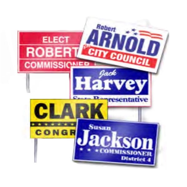 2.75 mil polyethylene yard signs in four sizes.... from ASI 81350 Regal Poly-Pak