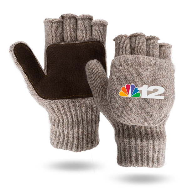 Glomitt- glove & mitten, ragg wool shell with 3M Thinsulate lining... from ASI 62192 Illinois Glove Co / Honest Abe®