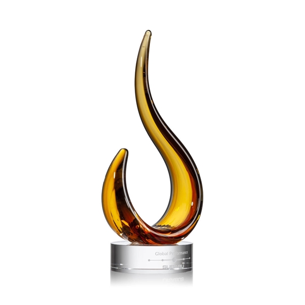 Hand blown amber glass award on clear optical base.... from ASI 84592 St Regis Group / St Regis