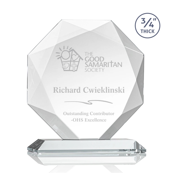 Starfire octagon shape award with faceted edges on a base.... from ASI 84592 St Regis Group / St Regis