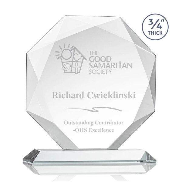 Starfire octagon shape award with faceted edges on a base.... from ASI 84592 St Regis Group / St Regis
