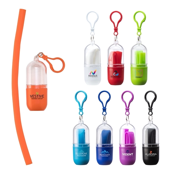 Bellini Silicone Straw in Capsule Case... from ASI 67866 Logomark/Valumark