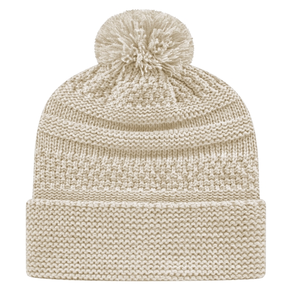 Acrylic cable knit cap with cuff, polyester fleece lined ear band... from ASI 43792 Cap America Inc