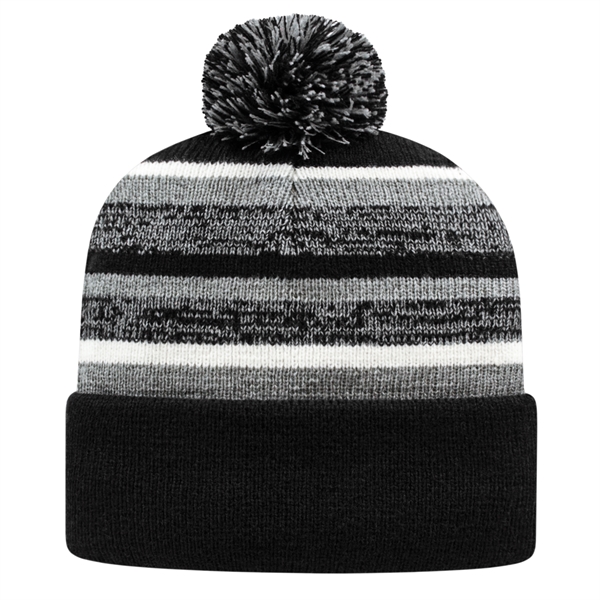 Acrylic knit cap with variegated striped polyester fleece lining, cuff and... from ASI 43792 Cap America Inc